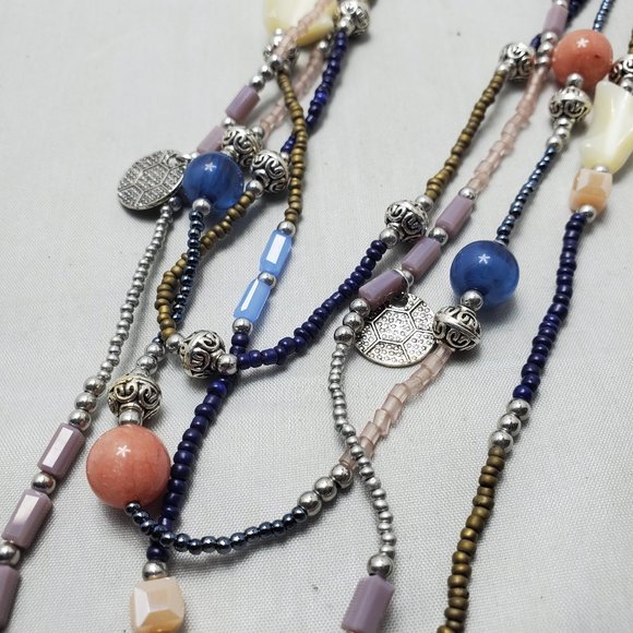 Christopher & Banks 4 strand multi color necklace silver chain - Picture 3 of 6